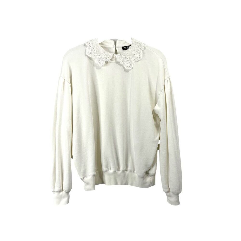 J. Crew Lace-collar crewneck sweatshirt top‎ Size S